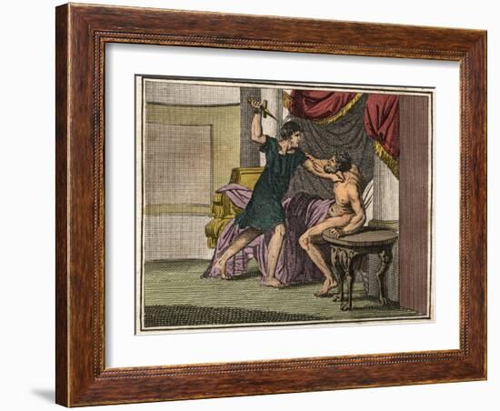 Titus Manlius Torquatus (consul in 347 BC) armed with a knife-French School-Framed Giclee Print
