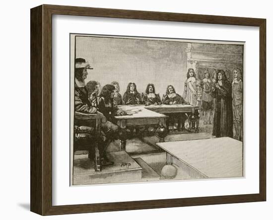 Titus Oates before the Privy Council, Illustration from 'Cassell's Illustrated History of England'-English School-Framed Giclee Print