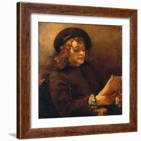 Titus, the Artist's Son, Reading, about 1656/57-Rembrandt van Rijn-Framed Giclee Print