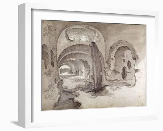 Tivoli, Cryptoporticus under the Temple of Hercules Victor-Sebastian Vrancx-Framed Giclee Print