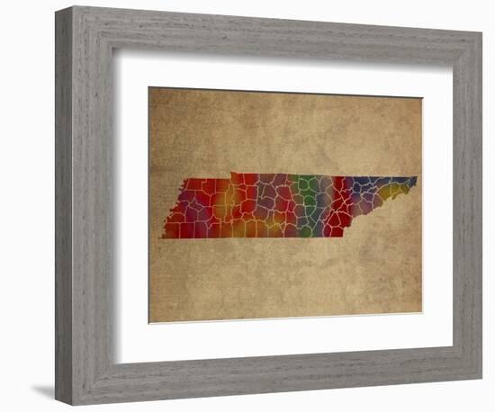 TN Colorful Counties-Red Atlas Designs-Framed Giclee Print