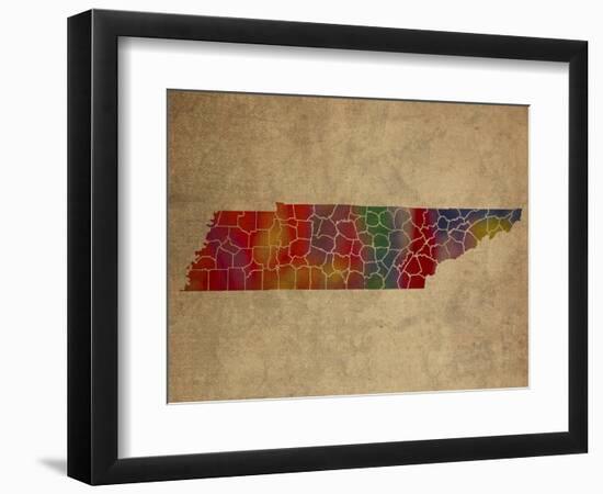 TN Colorful Counties-Red Atlas Designs-Framed Giclee Print