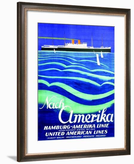 To America', Poster Advertising the Hamburg American Line, 1923-null-Framed Giclee Print