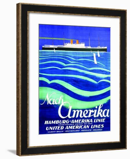 To America', Poster Advertising the Hamburg American Line, 1923-null-Framed Giclee Print