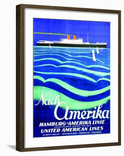 To America', Poster Advertising the Hamburg American Line, 1923-null-Framed Giclee Print