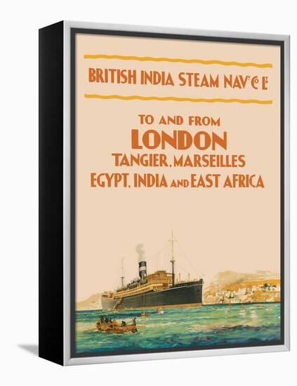 To and From London - British India Steam Navigation Co., Vintage Ocean Liner Travel Poster, 1910s-Pacifica Island Art-Framed Stretched Canvas