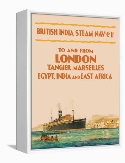 To and From London - British India Steam Navigation Co., Vintage Ocean Liner Travel Poster, 1910s-Pacifica Island Art-Framed Stretched Canvas