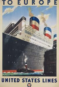 To Europe United States Lines Poster