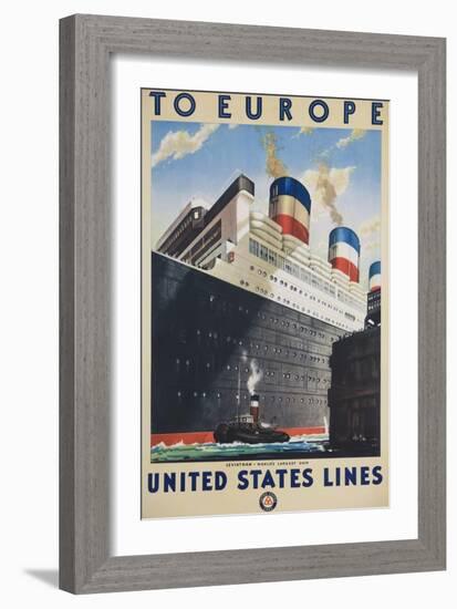 To Europe United States Lines Poster-null-Framed Giclee Print