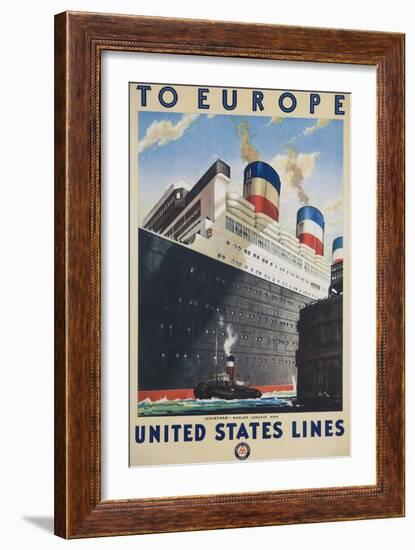 To Europe United States Lines Poster-null-Framed Giclee Print