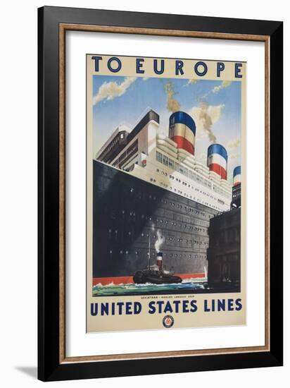 To Europe United States Lines Poster-null-Framed Giclee Print