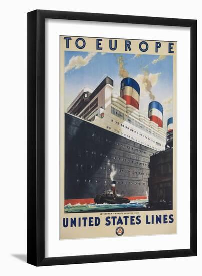 To Europe United States Lines Poster-null-Framed Giclee Print