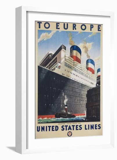 To Europe United States Lines Poster-null-Framed Giclee Print