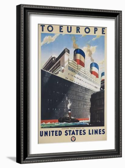 To Europe United States Lines Poster-null-Framed Giclee Print