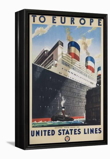 To Europe United States Lines Poster-null-Framed Premier Image Canvas