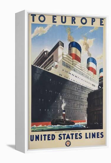 To Europe United States Lines Poster-null-Framed Premier Image Canvas