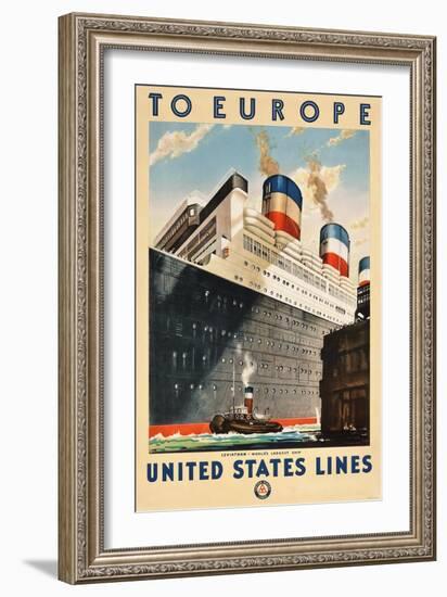 To Europe - United States Lines-null-Framed Giclee Print