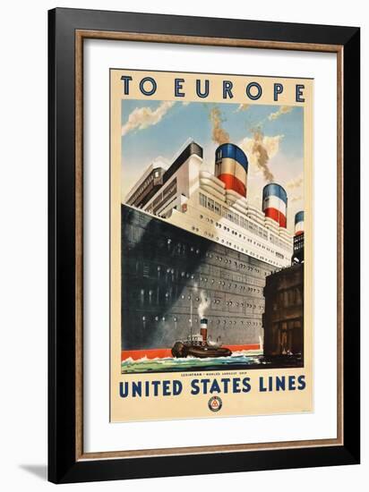 To Europe - United States Lines-null-Framed Giclee Print