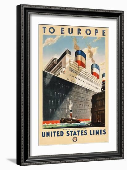 To Europe - United States Lines-null-Framed Giclee Print