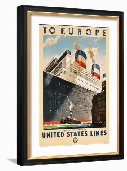 To Europe - United States Lines-null-Framed Giclee Print