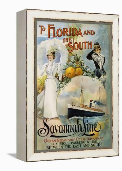 To Florida and the South - Savannah Line Poster-null-Framed Premier Image Canvas