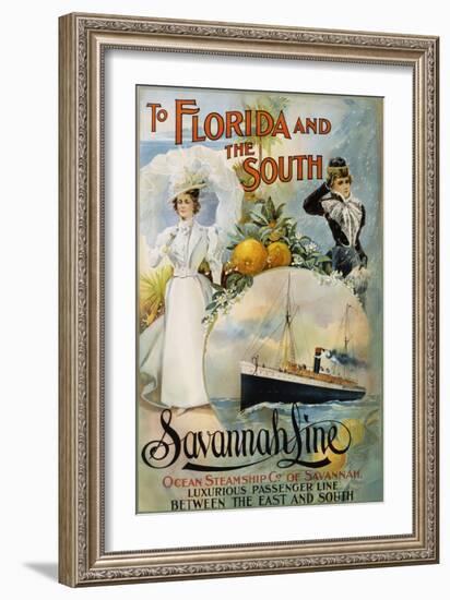 To Florida and the South - Savannah Line Poster-null-Framed Premium Photographic Print