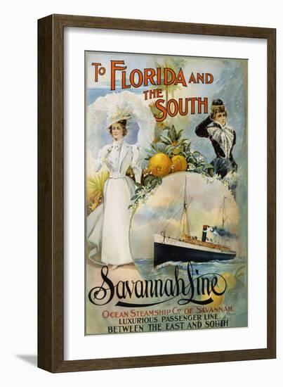 To Florida and the South - Savannah Line Poster-null-Framed Premium Photographic Print