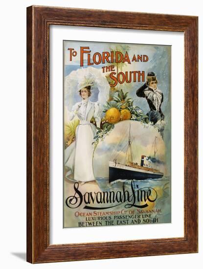 To Florida and the South - Savannah Line Poster-null-Framed Premium Photographic Print