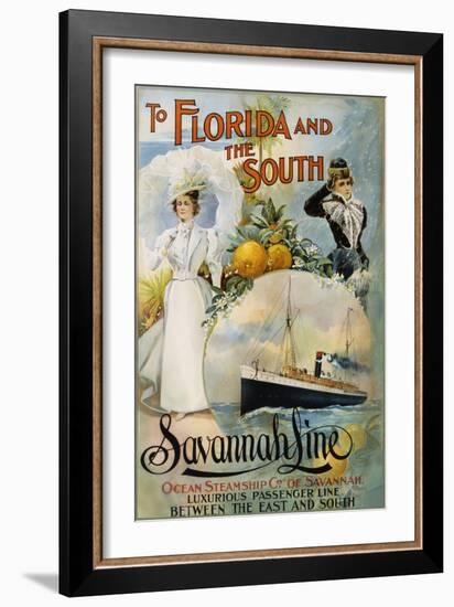 To Florida and the South - Savannah Line Poster-null-Framed Premium Photographic Print