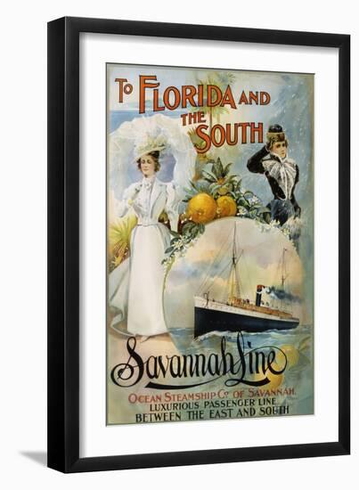 To Florida and the South - Savannah Line Poster-null-Framed Premium Photographic Print