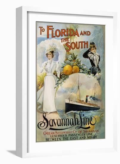 To Florida and the South - Savannah Line Poster-null-Framed Premium Photographic Print