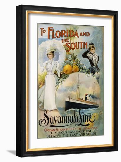 To Florida and the South - Savannah Line Poster-null-Framed Premium Photographic Print