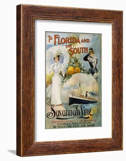 To Florida and the South - Savannah Line Poster-null-Framed Photographic Print