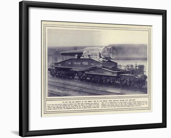 To Get the Big Krupp's to the Front, One of the Special Essen Railway Wagons for Artillery-null-Framed Photographic Print