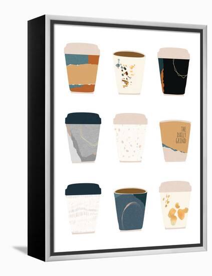 To Go Coffee Cup Variety-Jennifer McCully-Framed Stretched Canvas