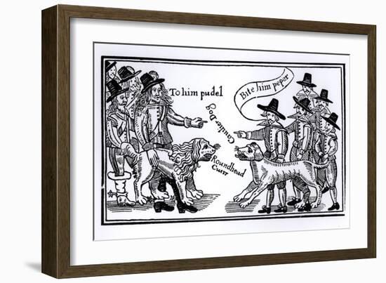 To Him Pudel, Bite Him Peper, English Civil War Propaganda-null-Framed Giclee Print