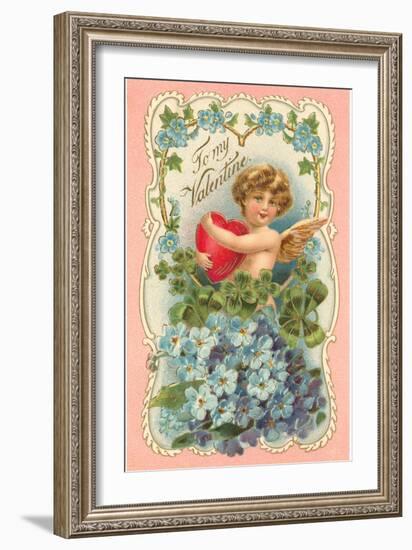 To My Valentine, Cupid and Heart-null-Framed Art Print