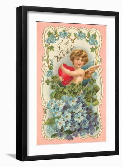 To My Valentine, Cupid and Heart-null-Framed Art Print