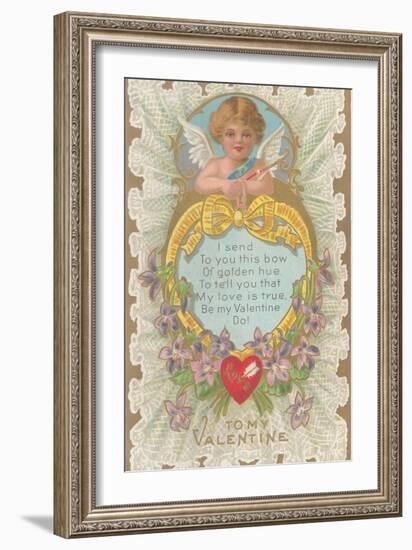 To My Valentine, Cupid and Poem-null-Framed Art Print