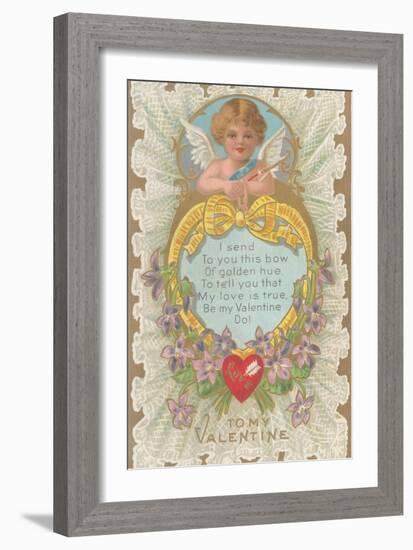 To My Valentine, Cupid and Poem-null-Framed Art Print