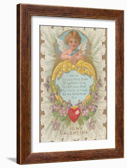 To My Valentine, Cupid and Poem-null-Framed Art Print