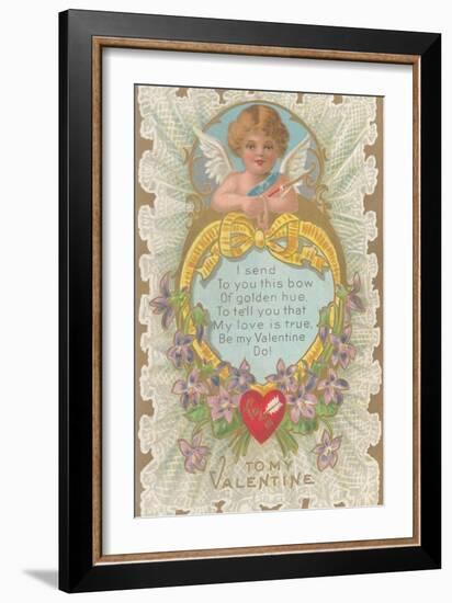 To My Valentine, Cupid and Poem-null-Framed Art Print