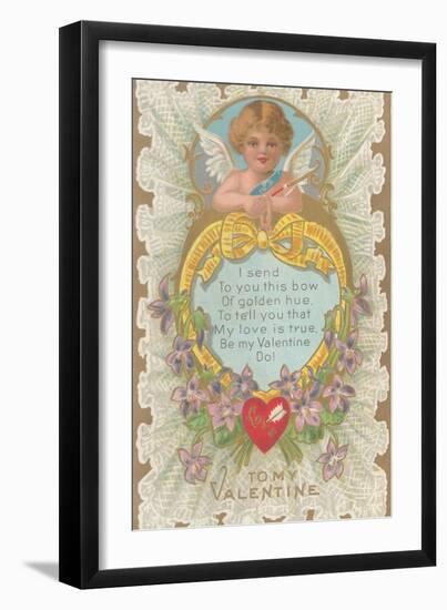 To My Valentine, Cupid and Poem-null-Framed Art Print