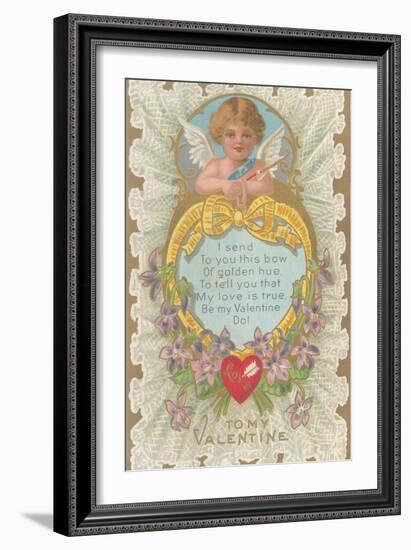To My Valentine, Cupid and Poem-null-Framed Art Print