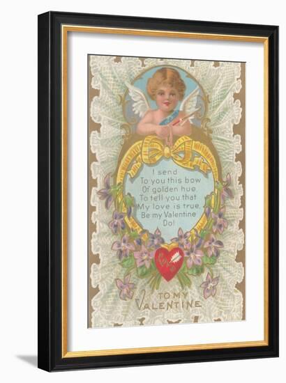 To My Valentine, Cupid and Poem-null-Framed Art Print