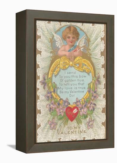 To My Valentine, Cupid and Poem-null-Framed Stretched Canvas