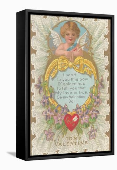 To My Valentine, Cupid and Poem-null-Framed Stretched Canvas