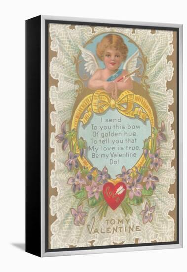 To My Valentine, Cupid and Poem-null-Framed Stretched Canvas