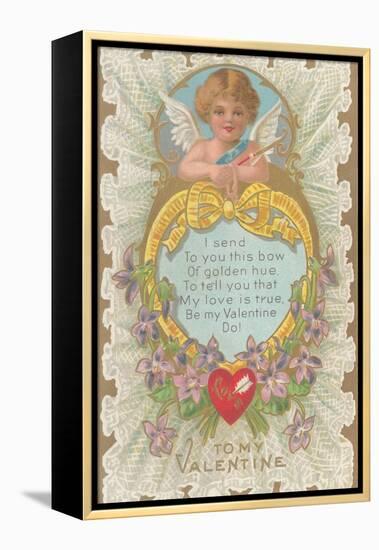 To My Valentine, Cupid and Poem-null-Framed Stretched Canvas