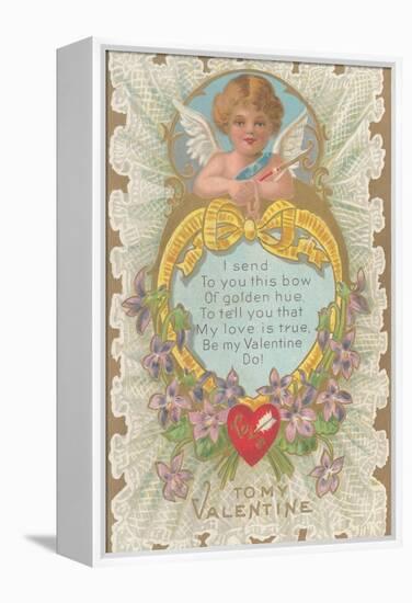 To My Valentine, Cupid and Poem-null-Framed Stretched Canvas